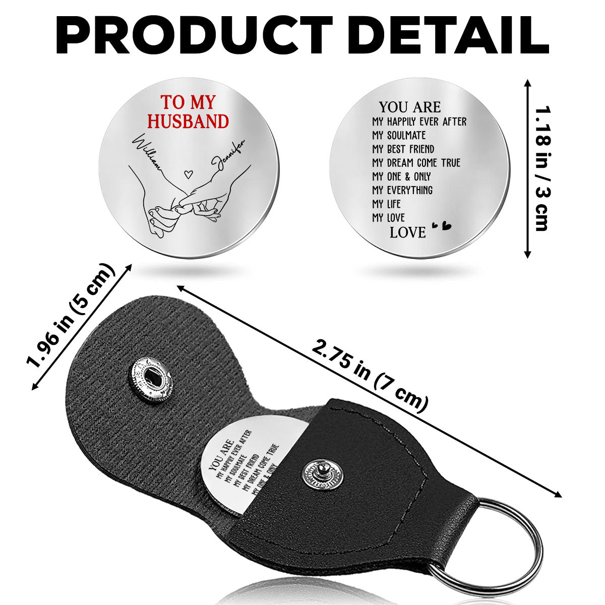 Custom Coin Keychain for Husband, Couple Anniversary Valentine's Day Gifts • My Everything - Personalized Pocket Hug