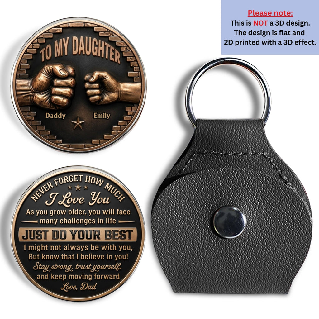 Custom Daughter Coin Keychain, Mother's Day Birthday Gifts • For My Lovely Daughter - Personalized Pocket Hug