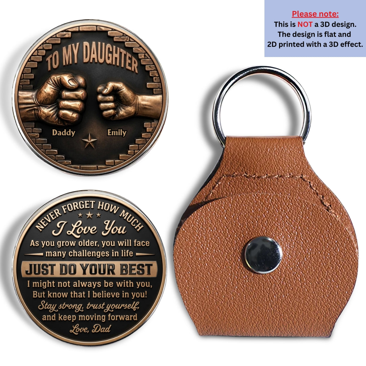 Custom Daughter Coin Keychain, Mother's Day Birthday Gifts • For My Lovely Daughter - Personalized Pocket Hug