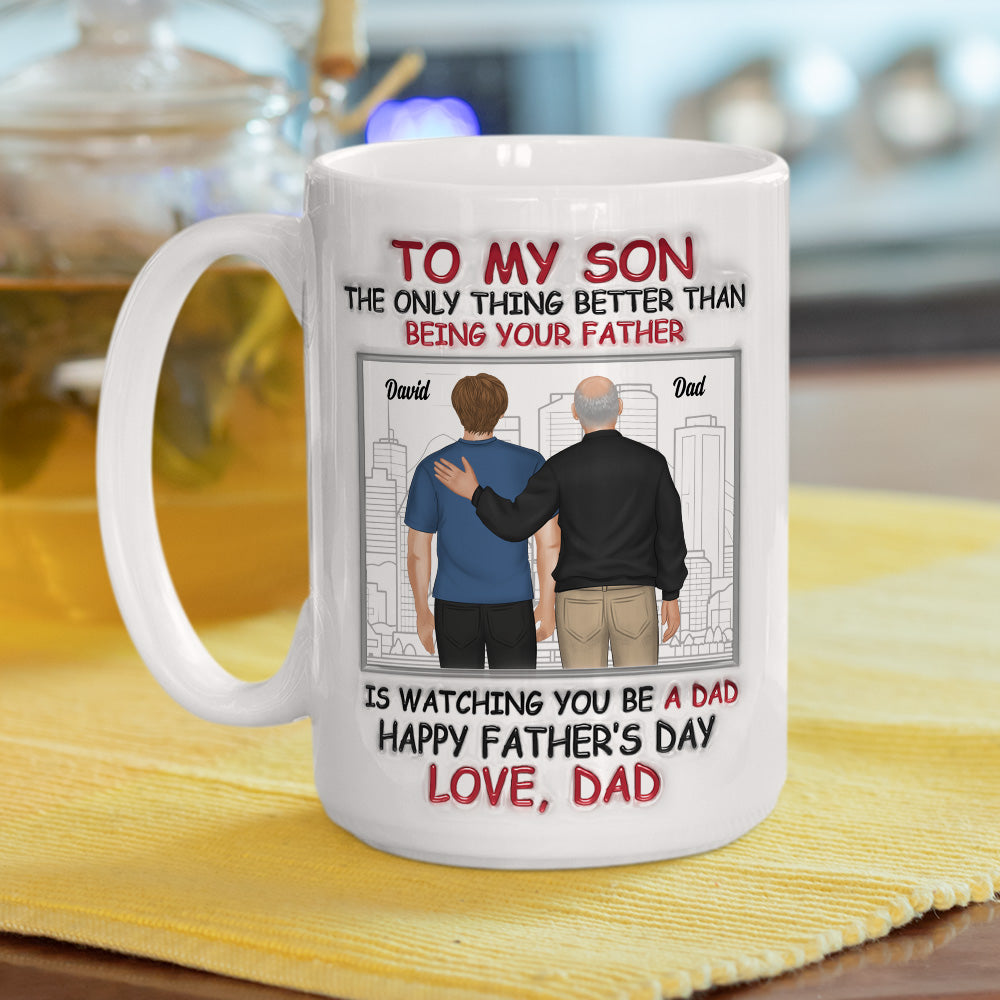Custom Father's Day, Special Gift for Dad & Grandpa • Fatherhood Looks Good On You - Personalized 3D Inflated Effect Mug