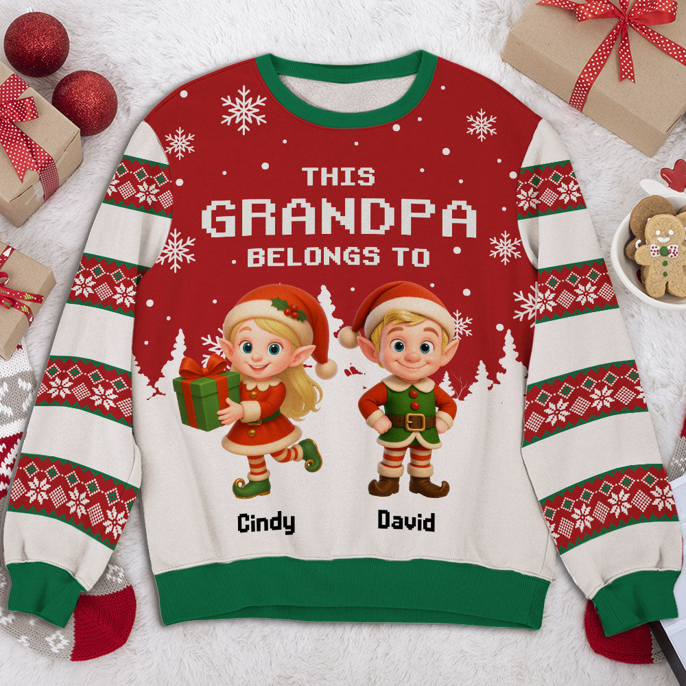 Custom Grandma Christmas Sweatshirt, Gift for Mothers • This Grandma Belongs To - Personalized All-Over-Print Sweatshirt