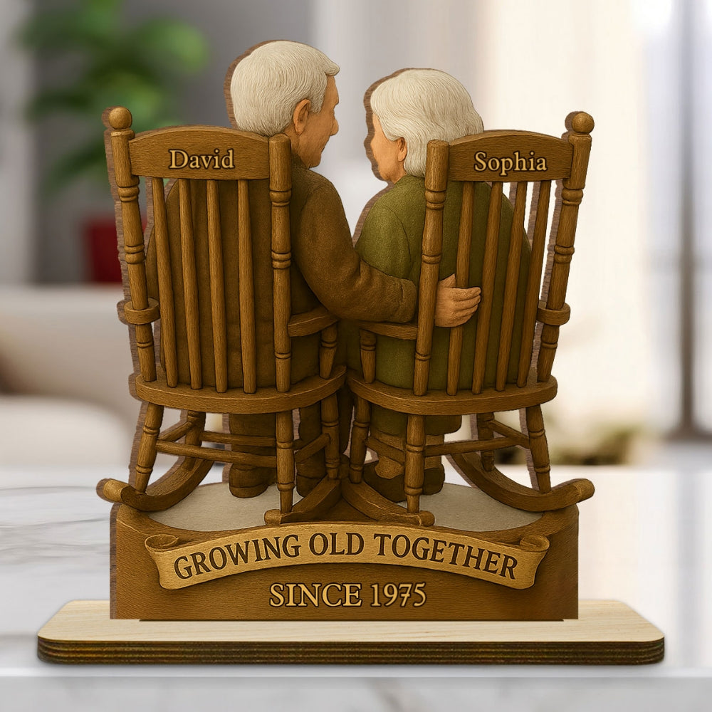 Custom Decor for Wife, Gift for Her • Love That Grows With Time - Personalized 2-Layer Wood Plaque With Flat Base