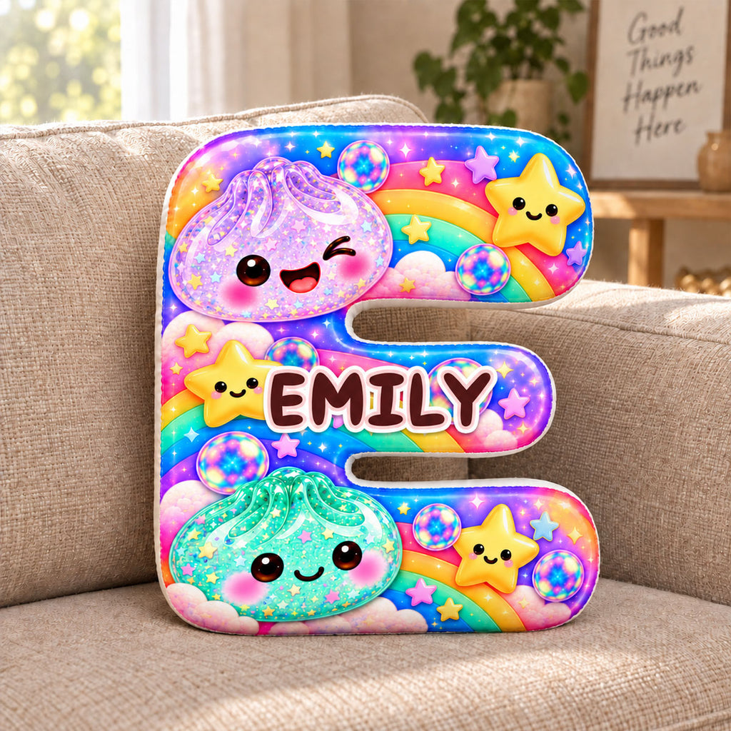 Custom Name Dumpling Squishy Pillow, Christmas Birthday Gift For Kids • Pretty Letters - Personalized Shaped Pillow