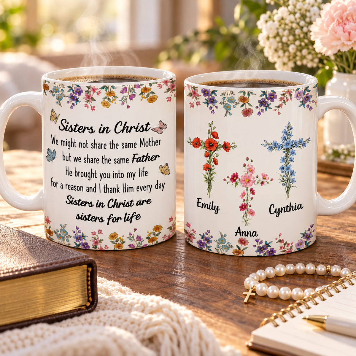 Custom Best Friend, Christmas & Birthday Friendship Keepsake Gift • Grace Brought Us - Personalized Coffee Mug