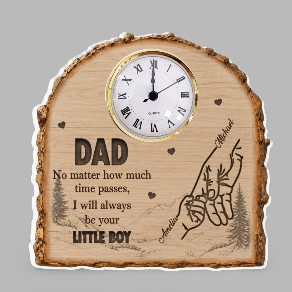 Custom Father's Day Decor, Gift for Dad & Grandpa • No Matter How Much Time Passes - Personalized Acrylic Desk Clock Plaque
