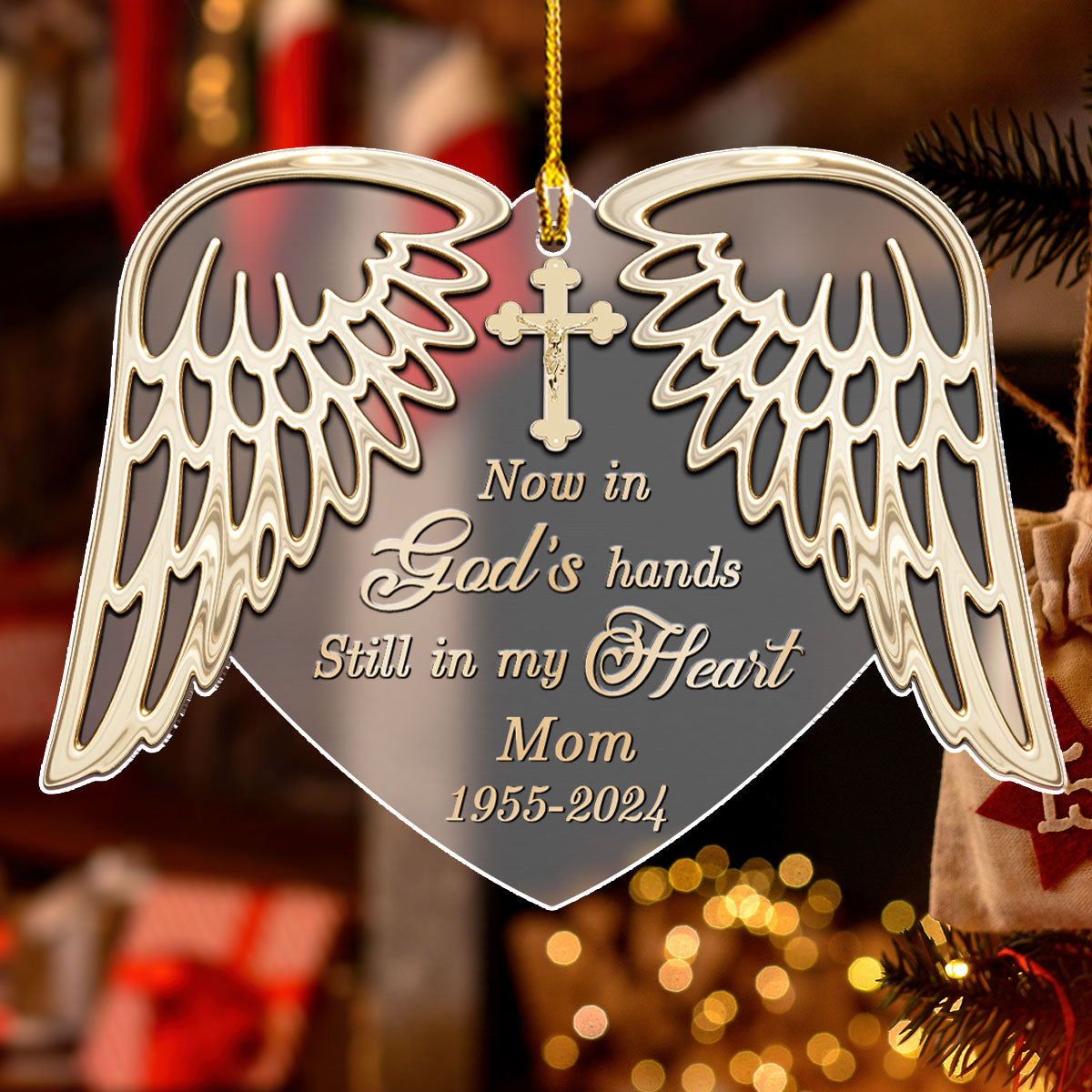 Custom Memorial Christmas Ornament, Sympathy Keepsake •  Still In My Heart - Personalized Frosted Acrylic Ornament