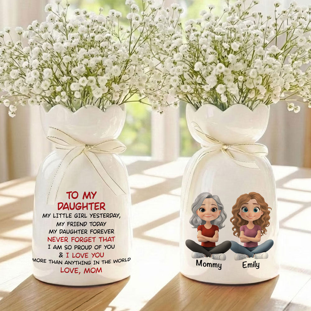 My Daughter Forever - Personalized Ribbon Tie Flower Vase