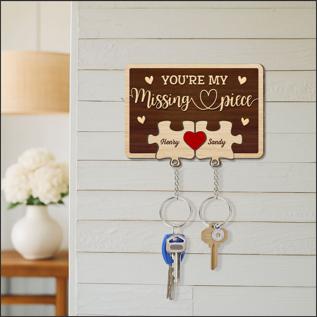 My Missing Piece - Personalized Wooden Key Holder With Keychain