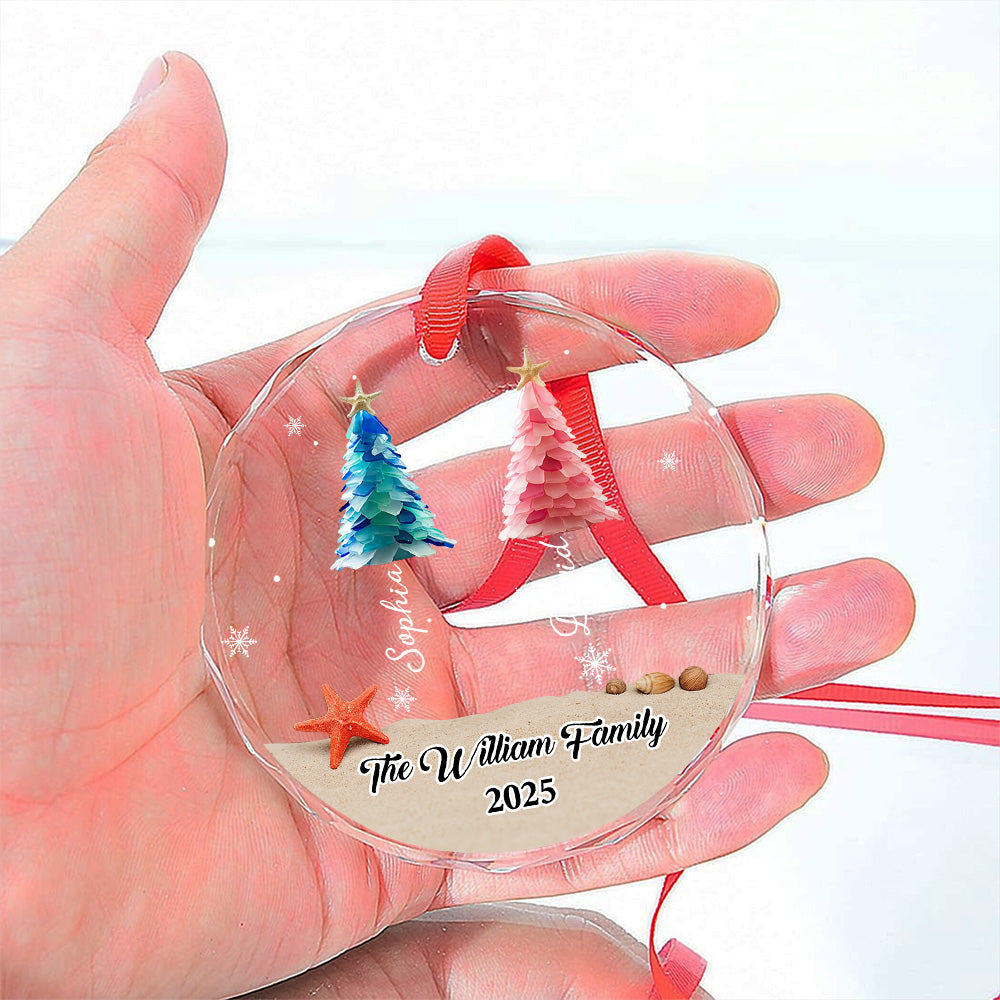 Custom Family Ornament, Christmas Gift for Family Members •  Winter Wishes - Personalized Glass Ornament