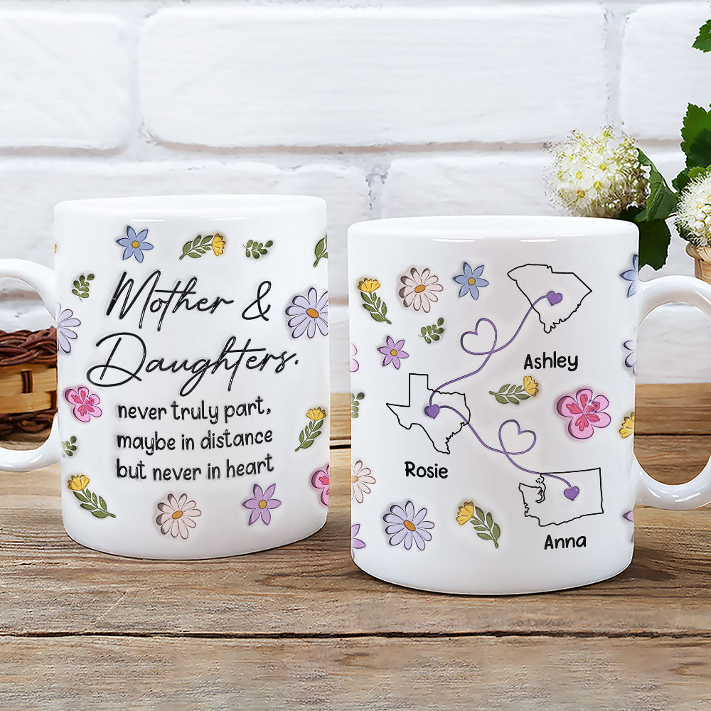Custom Christmas & Birthday Gift for Mom • Never Truly Part - Personalized 3D Inflated Effect Mug
