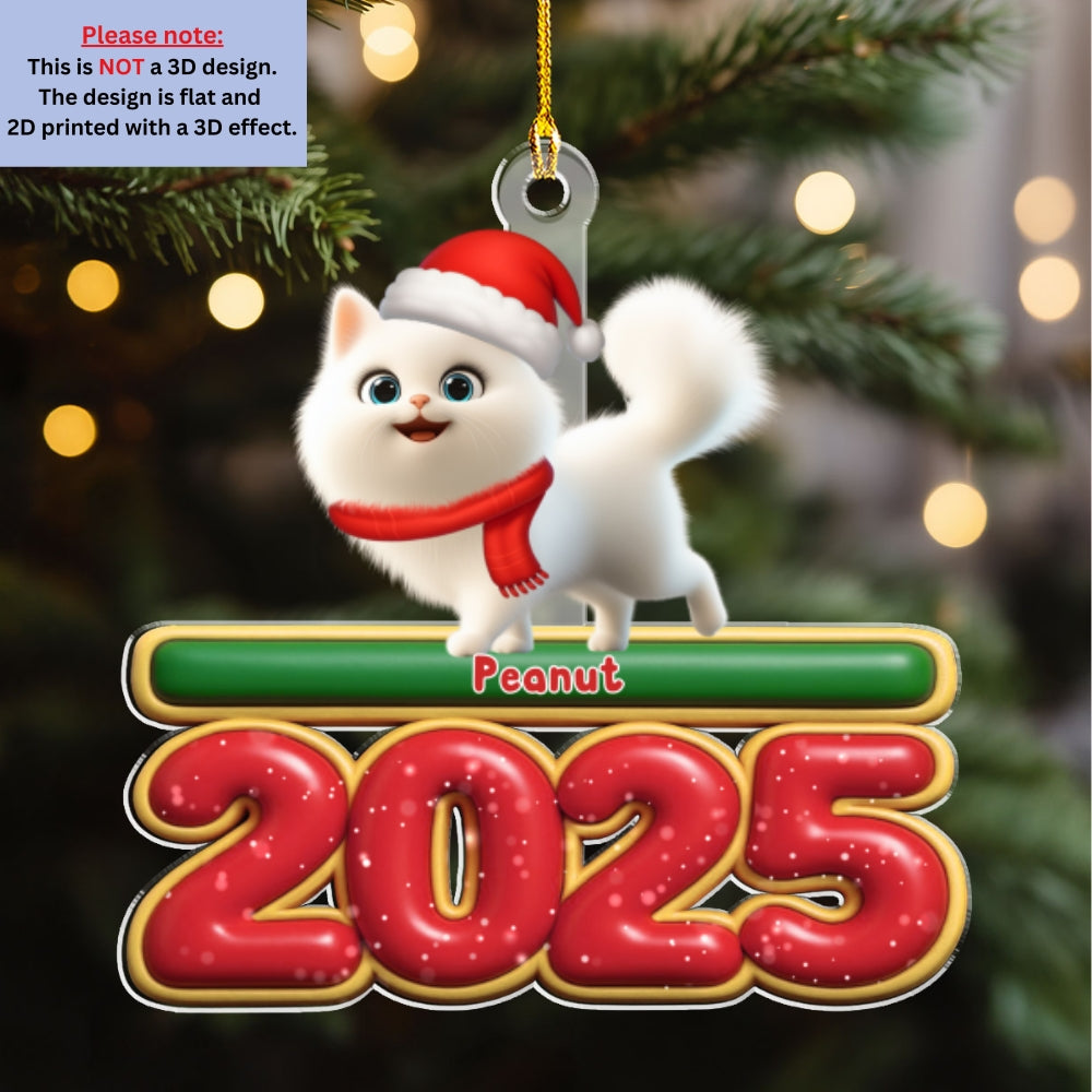 Custom Keepsake Christmas Ornament •  Walking Cat - Personalized Acrylic Ornament