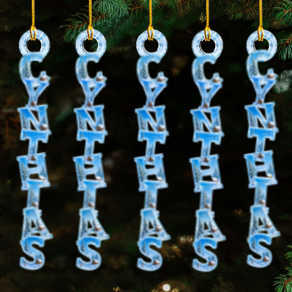 Custom Letter Christmas Ornament & Stocking Tag with Name • Winter Is Calling - Personalized Acrylic Ornament