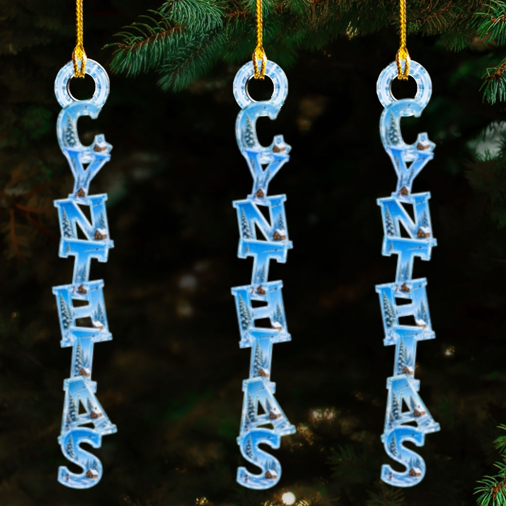 Custom Letter Christmas Ornament & Stocking Tag with Name • Winter Is Calling - Personalized Acrylic Ornament