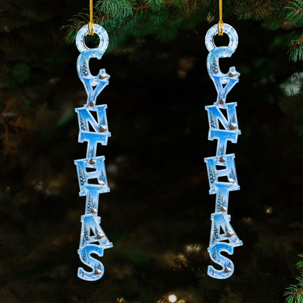 Custom Letter Christmas Ornament & Stocking Tag with Name • Winter Is Calling - Personalized Acrylic Ornament