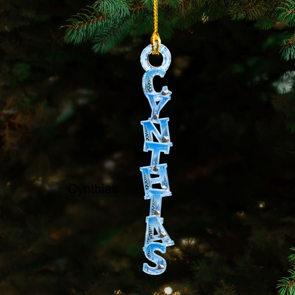 Custom Letter Christmas Ornament & Stocking Tag with Name • Winter Is Calling - Personalized Acrylic Ornament
