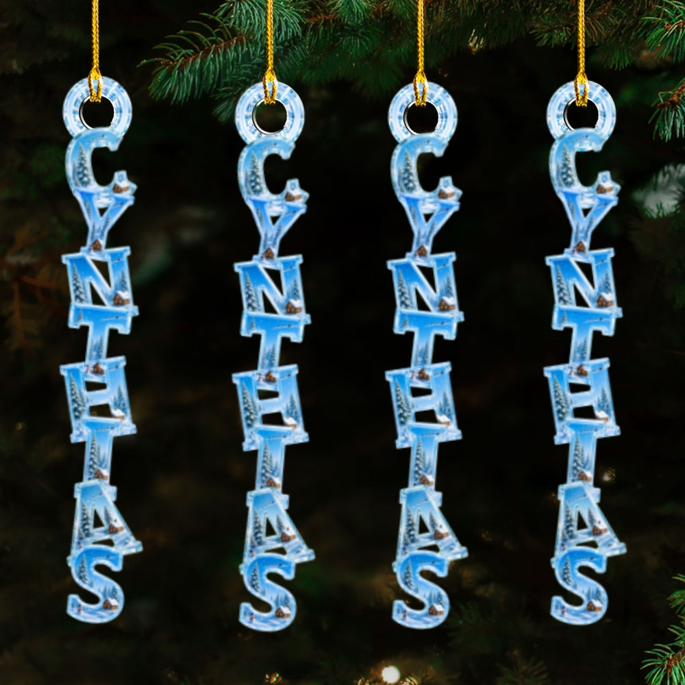 Custom Letter Christmas Ornament & Stocking Tag with Name • Winter Is Calling - Personalized Acrylic Ornament