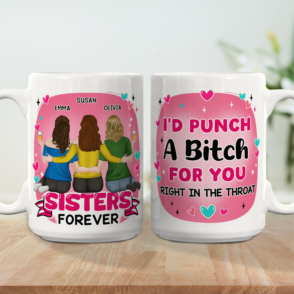 Custom Best Friend, Christmas & Birthday Friendship Keepsake Gift • Right In The Throat Bestie - Personalized Coffee Mug