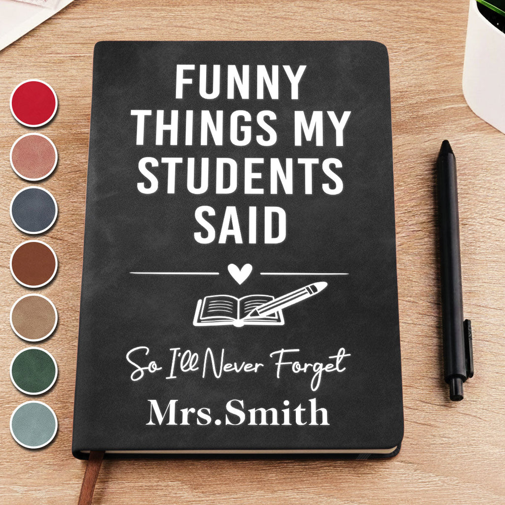 Custom Thank You Gift For Teacher Appreciation - Personalized Leather Journal