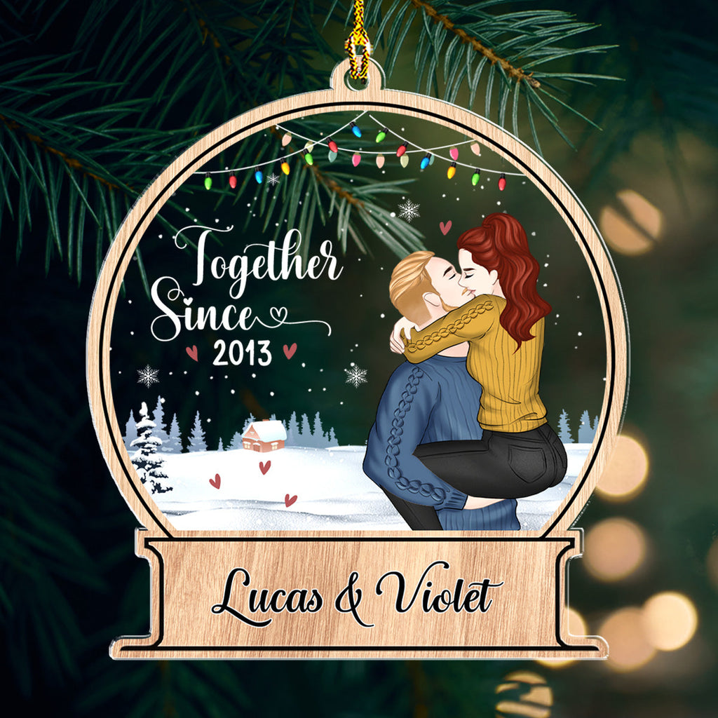 Custom First Christmas Ornament Married, Gift for Newlyweds •  Our First Christmas Together - Personalized Acrylic Ornament