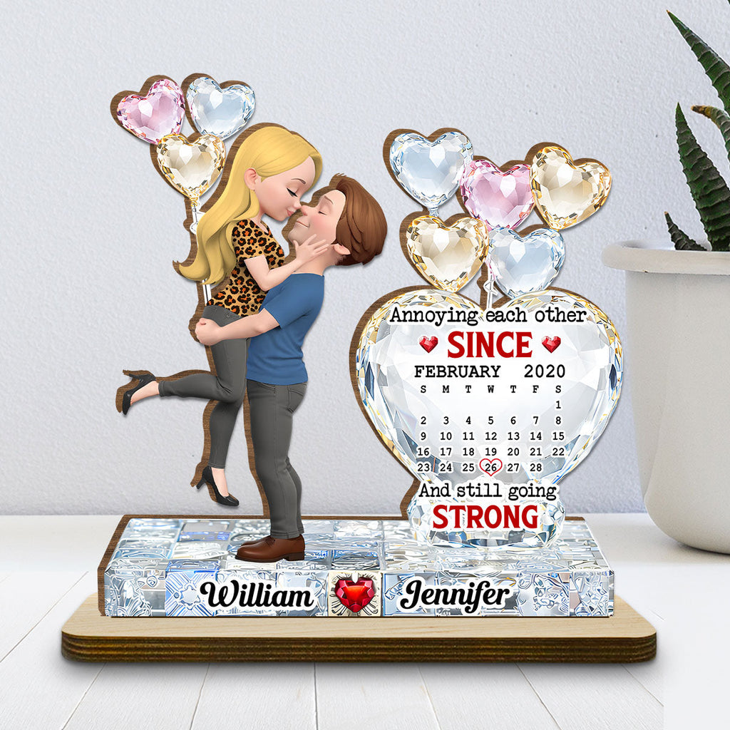 Custom Couple's Decor, Anniversary & Wedding Gift • Love Bound - Personalized 2-Layer Wood Plaque With Flat Base