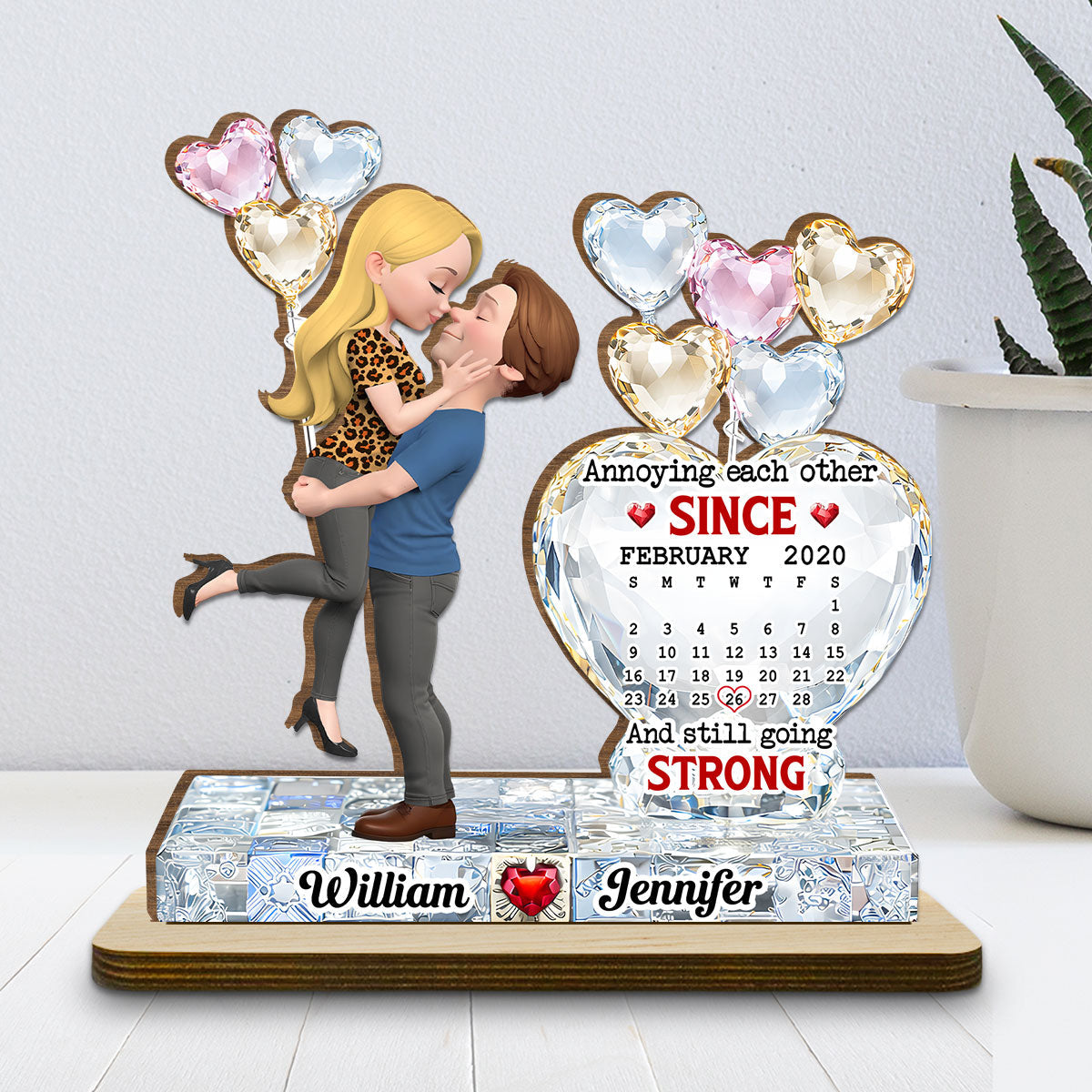 Custom Couple's Decor, Anniversary & Wedding Gift • Love Bound - Personalized 2-Layer Wood Plaque With Flat Base