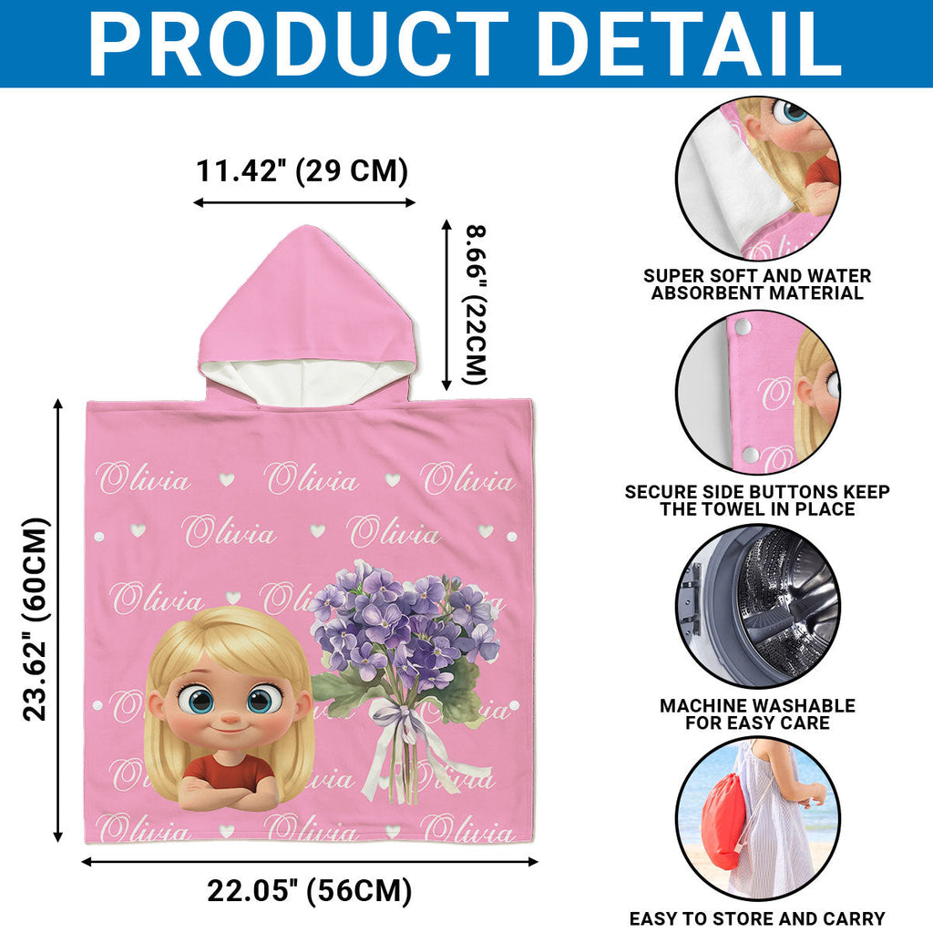 Birthmonth Flower - Personalized Hooded Beach Towel
