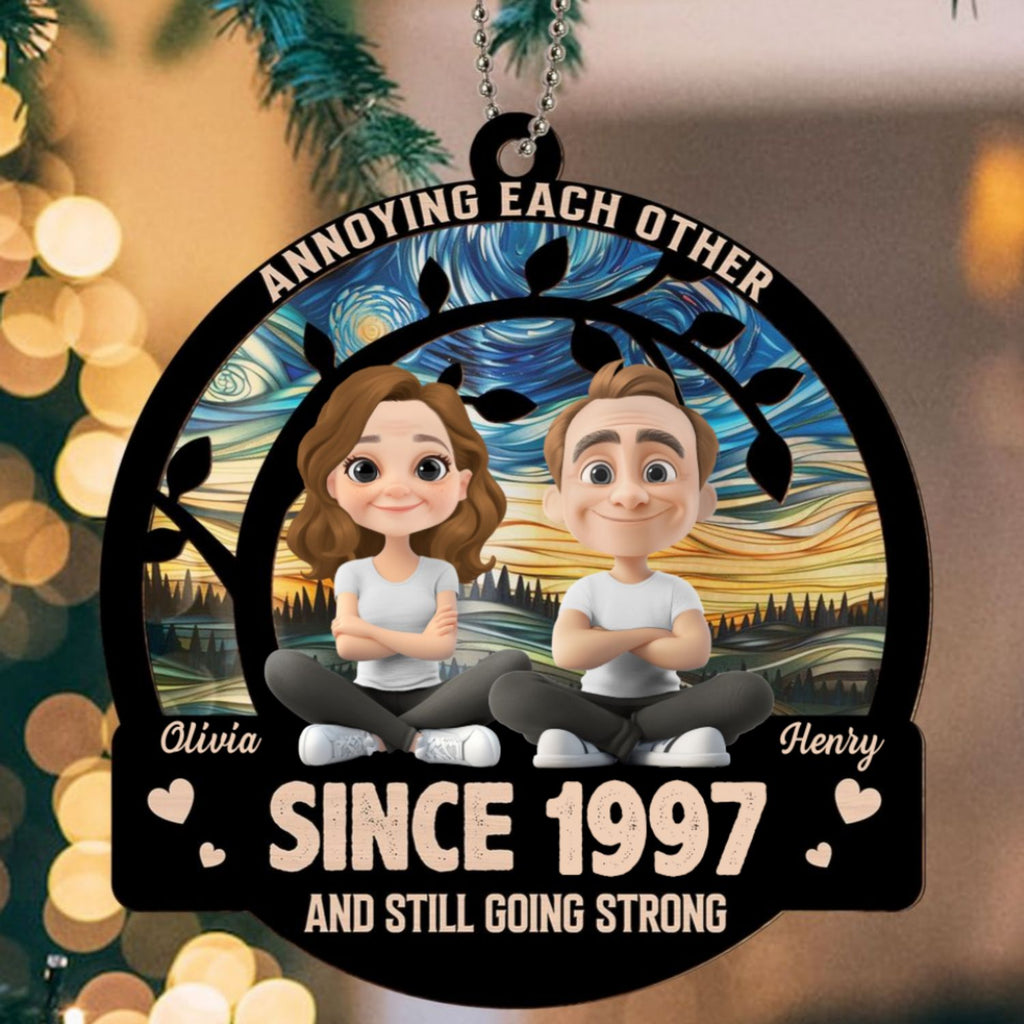 Custom Couple Christmas Ornament, Anniversary Gift •  Together Forever - Personalized Suncatcher Ornament