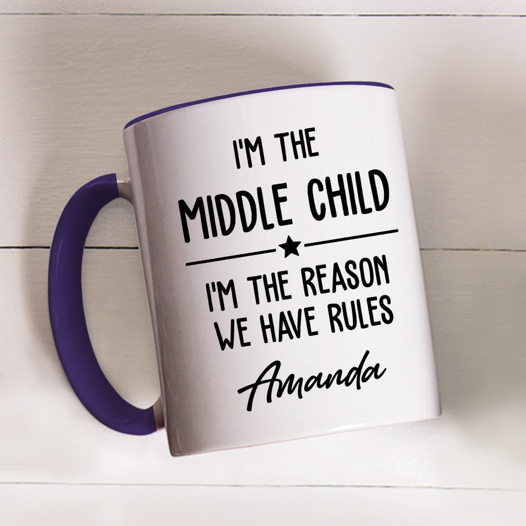 Custom Christmas & Birthday Gift for Brother & Sister • Family Rules Start With Siblings - Personalized Accent Mug