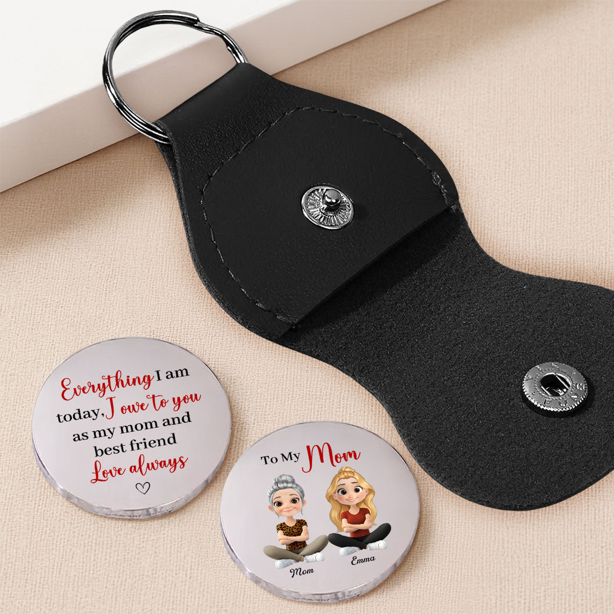 Custom Mom Coin Keychain, Mother's Day Birthday Keepsake • Love Always - Personalized Pocket Hug