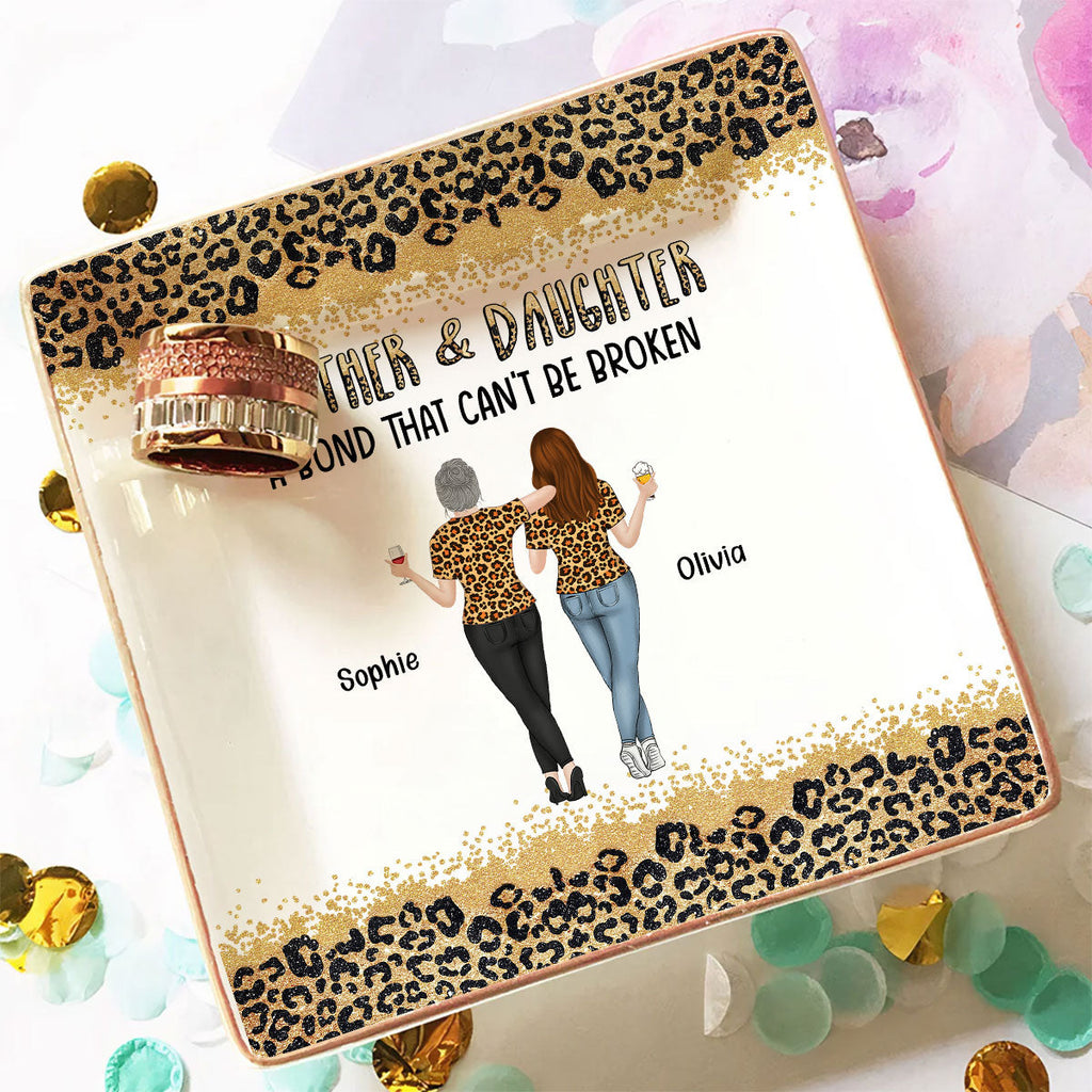 Custom Mom Trinket Dish, Birthday Christmas Gift • Mom And Daughter - Personalized Jewelry Dish
