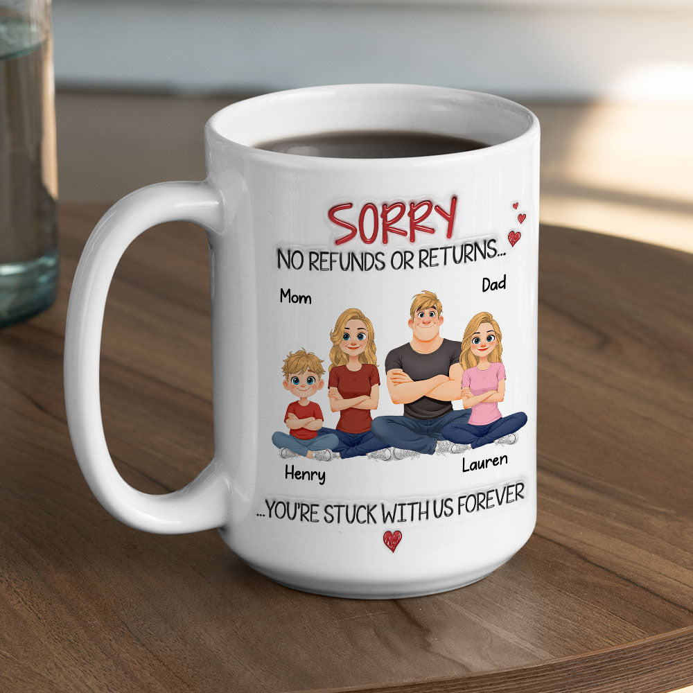 Custom Anniversary Keepsake Gifts For Couple • You Are Stuck With Us Forever - Personalized 3D Inflated Effect Coffee Mug