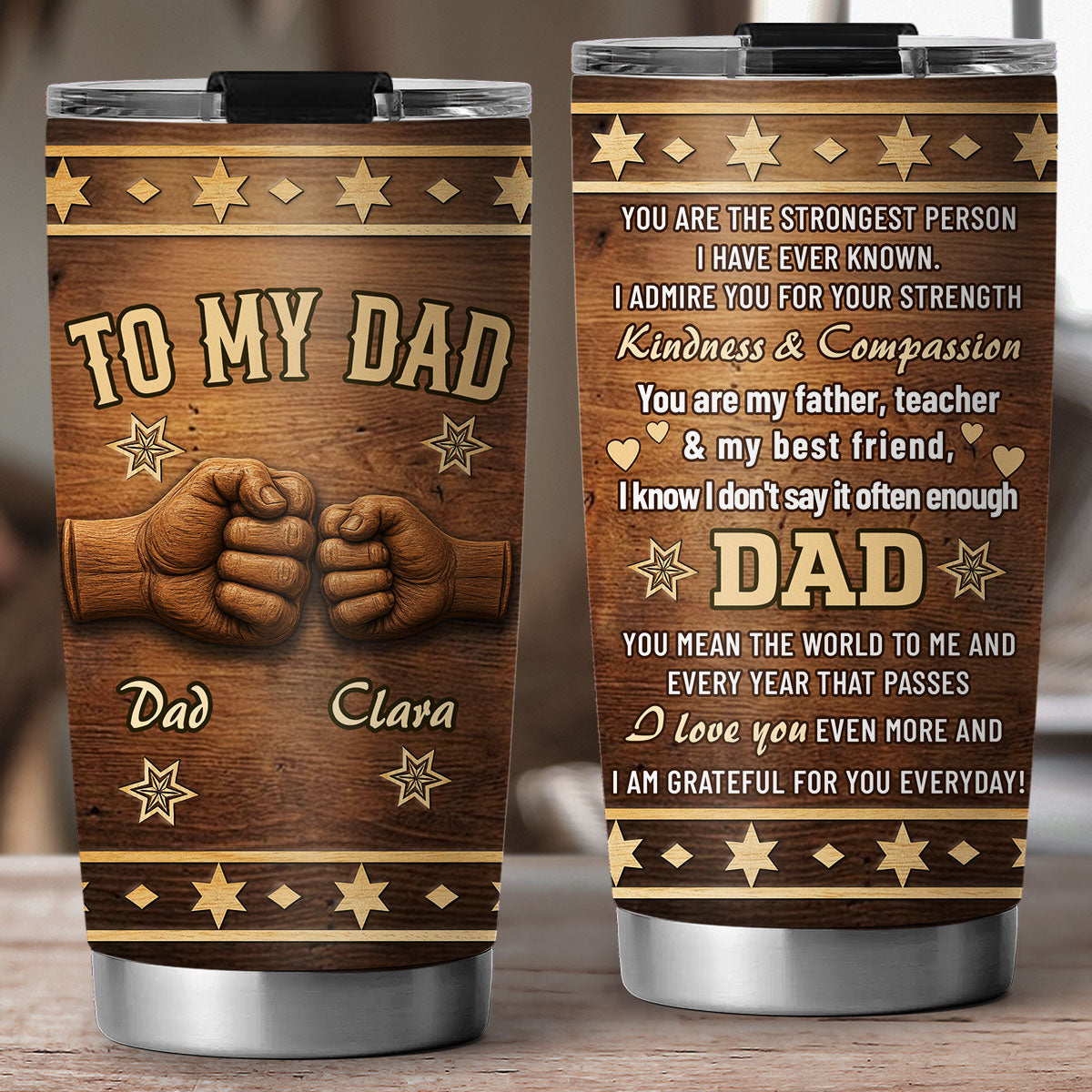 Custom Father's Day Birthday Gifts For Dad • Grateful For You - Personalized 3D Effect Tumbler