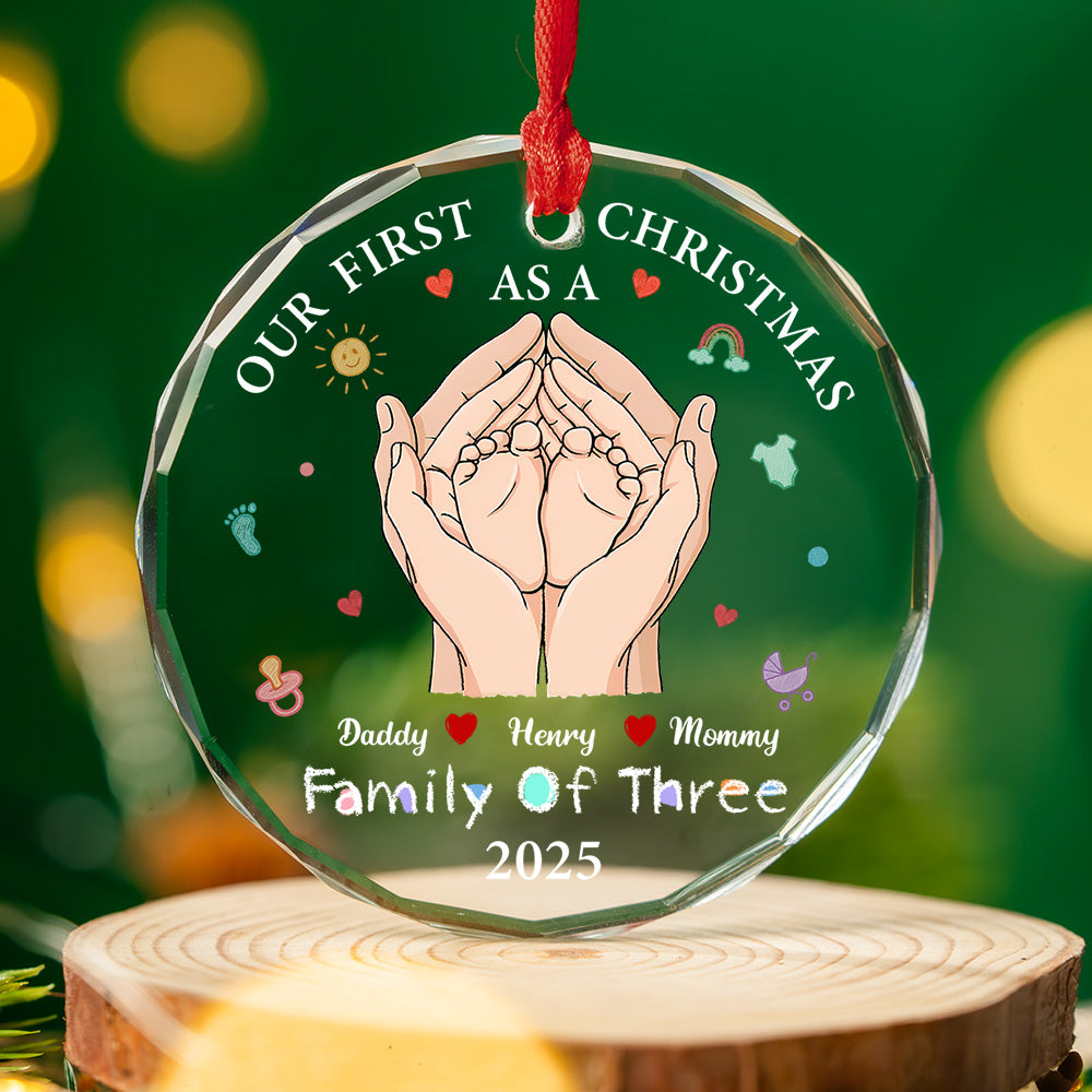 Custom Keepsake Christmas Ornament •  Our 1st Xmas Together - Personalized Glass Ornament