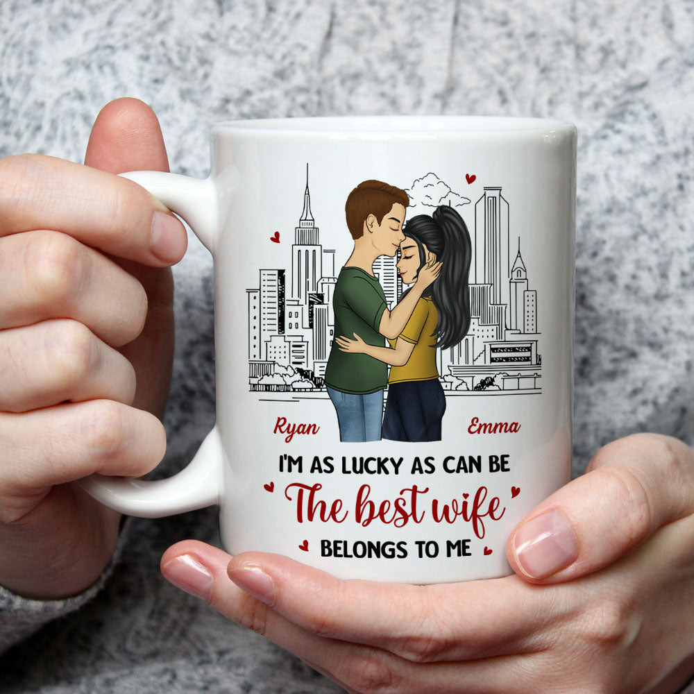 Custom Anniversary Keepsake Gifts For Couple • As Lucky As Can Be - Personalized Coffee Mug