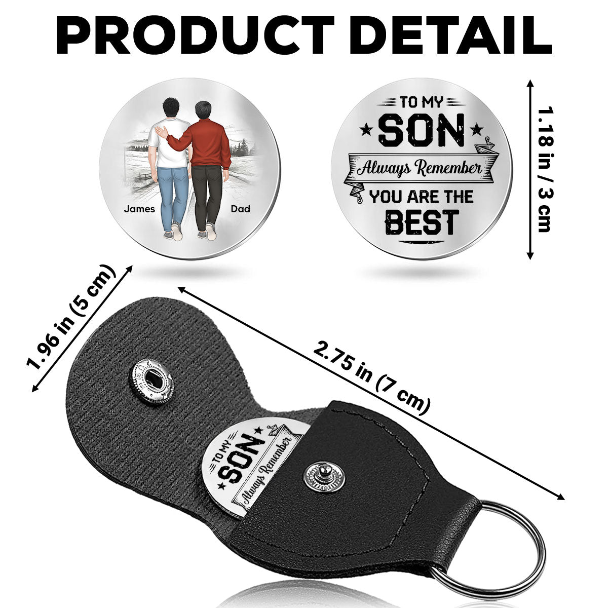 Custom Coin Keychain for Son, Father's Day Birthday Gifts • My Son Is The Best - Personalized Pocket Hug