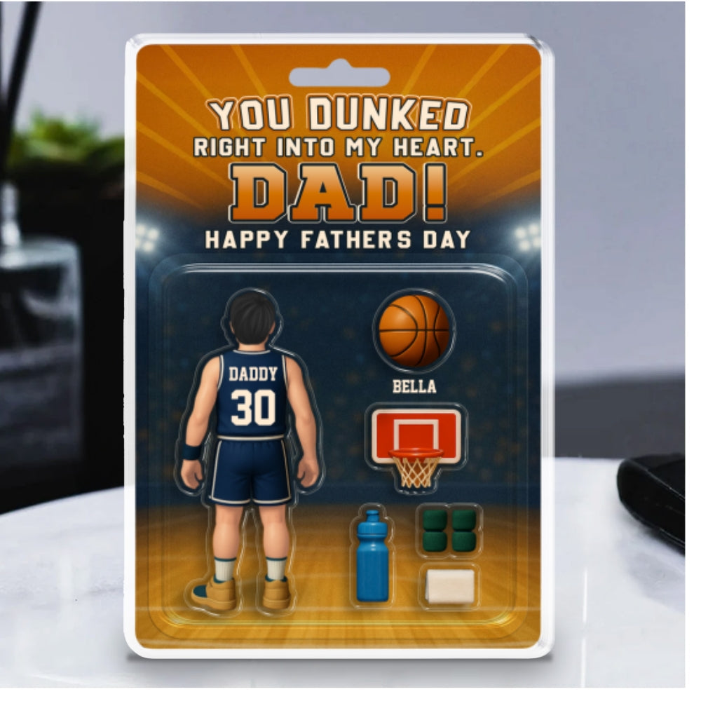 Custom Father's Day Decor, Gift for Dad & Grandpa • You Dunked Right Into My Heart - Personalized Acrylic Plaque