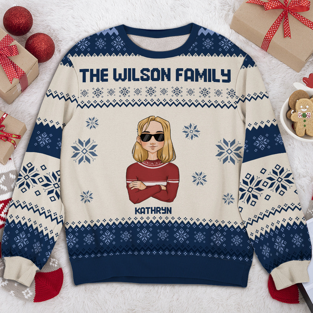 Custom Family Christmas Sweatshirt, Gift for Family Members • Family Together - Personalized All-Over-Print Sweatshirt