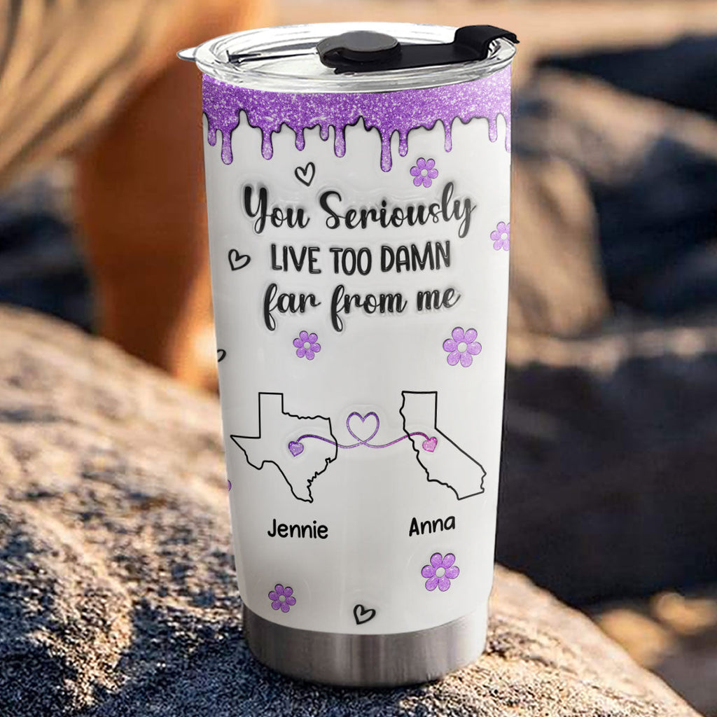 Custom Christmas Birthday Gifts For Best Friend • Wish You Lived Closer - Personalized 3D Inflated Effect Tumbler