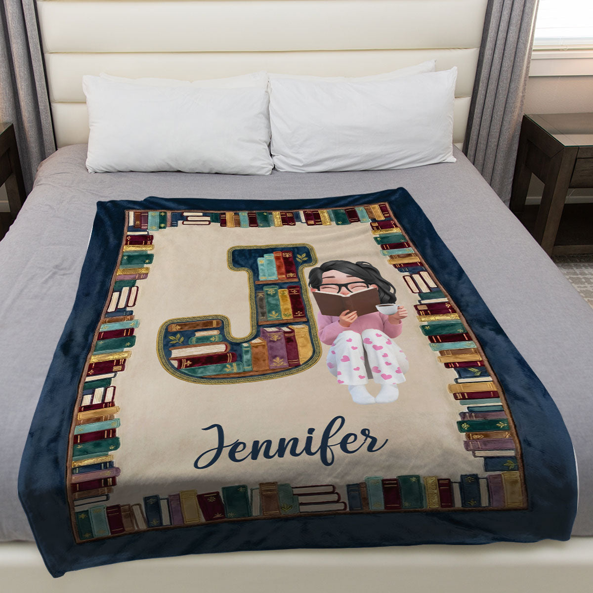 Custom Christmas Birthday Gift For Book Lovers, Bookworms, Readers • My Reading Blanket - Personalized Fleece Blanket