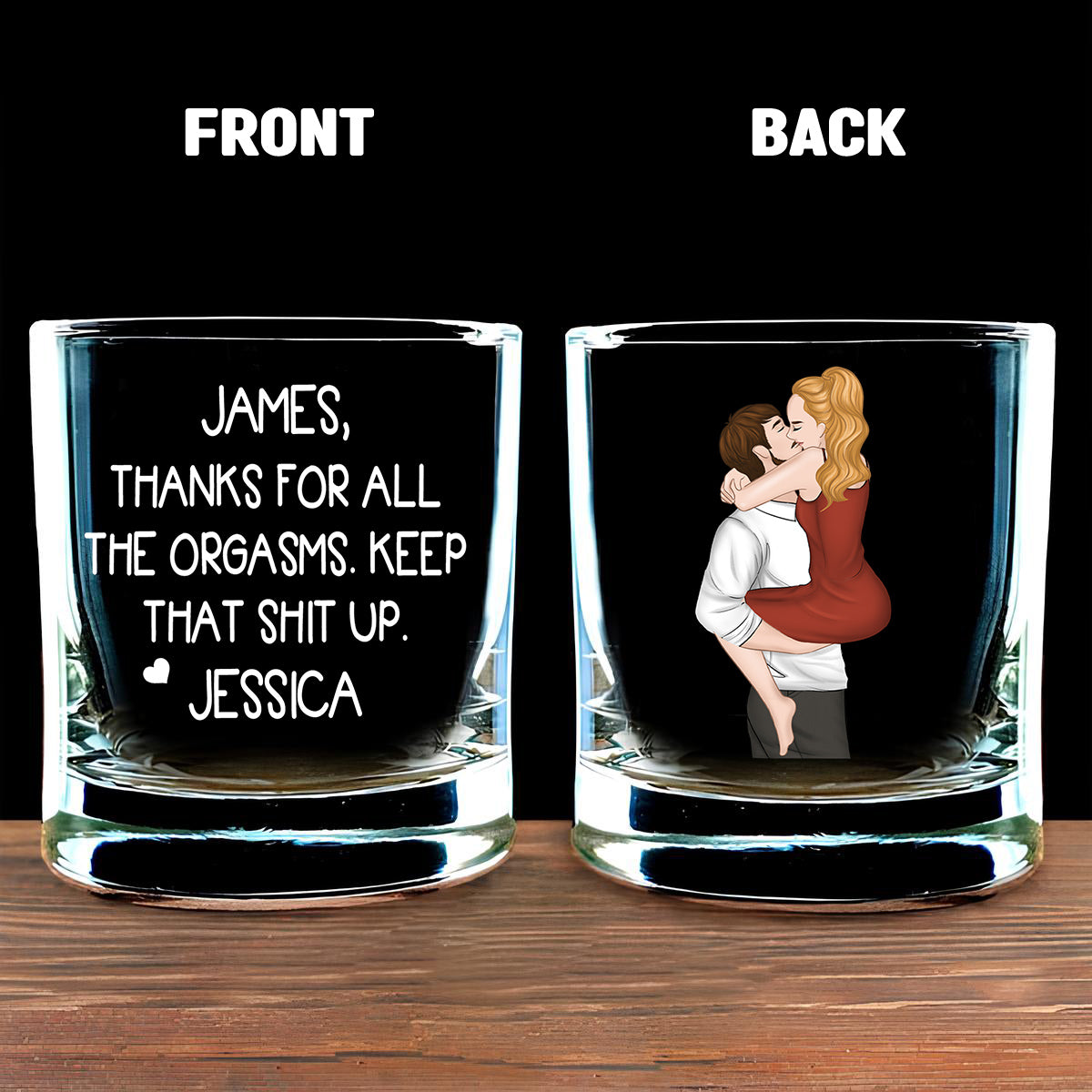 Custom Christmas Anniversary Birthday Drinkware Gifts for Couple • Thanks For All - Personalized Whiskey Glass