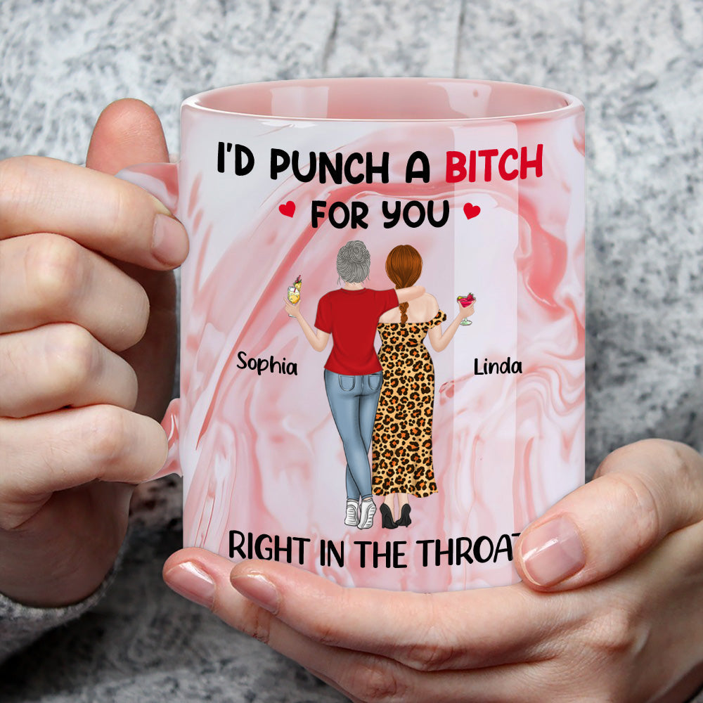 Custom Best Friend, Christmas & Birthday Friendship Keepsake Gift • Right In The Throat - Personalized Pink Marble Mug
