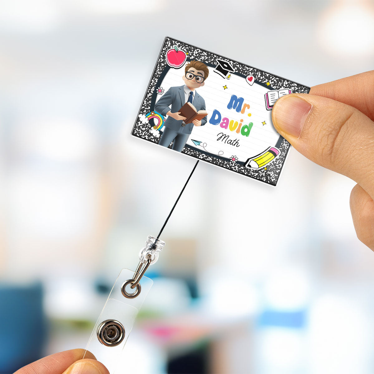 Custom Teacher Character ID Holder, Back To School Gift • Welcome To My Class - Personalized Acrylic Badge Reel