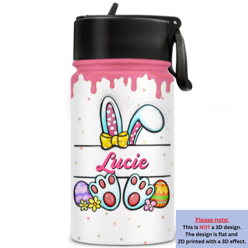 Cute Bunny Easter Eggs - Personalized 3D Inflated Effect Kids Water Bottle