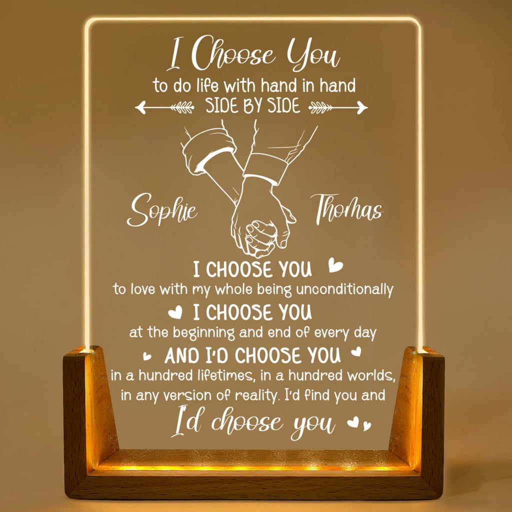 Custom Couple Gift for Anniversary, Valentine's Day, Christmas • I Choose You - Personalized Night Light