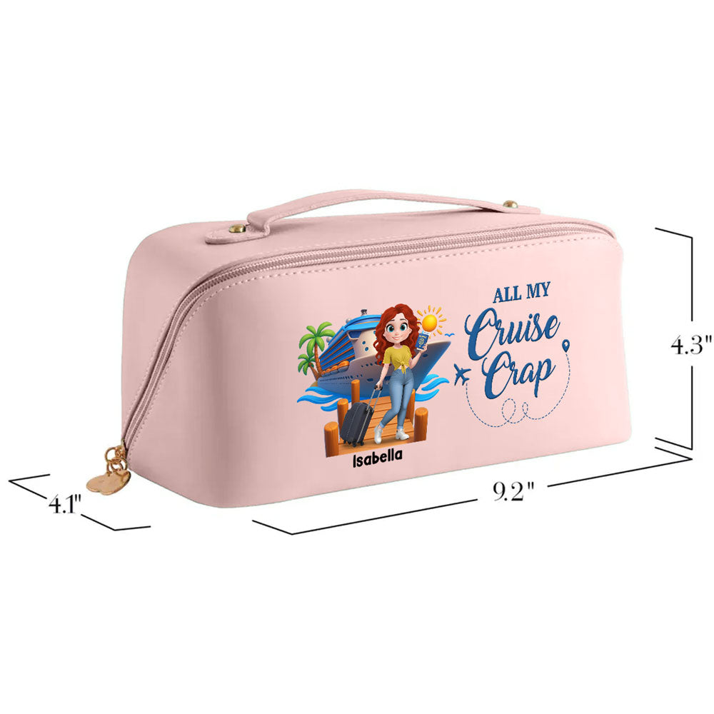All My Cruise Crap - Personalized Leather Makeup Bag