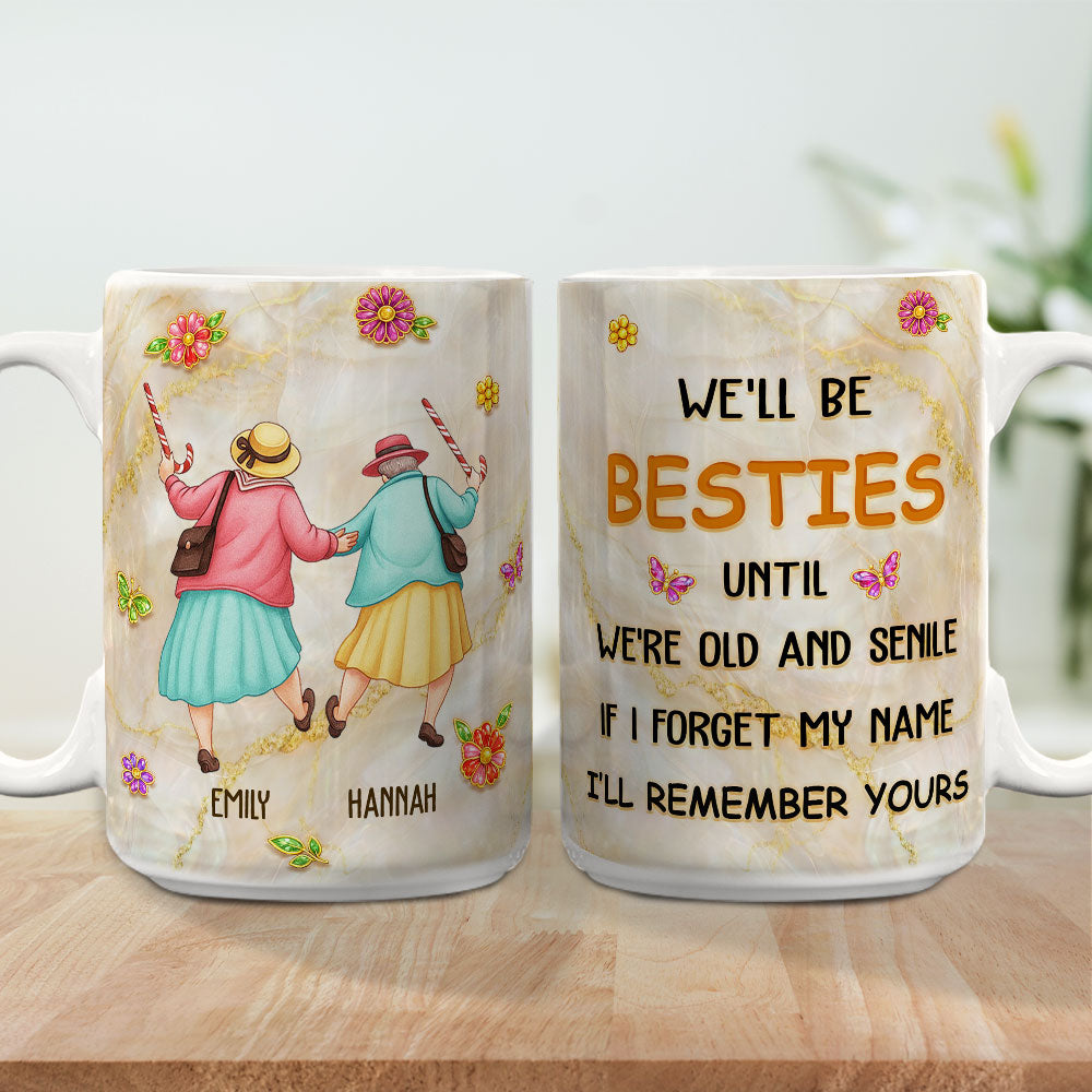 Custom Best Friend, Christmas & Birthday Friendship Keepsake Gift • I Forget My Name But Remember Yours - Personalized Coffee Mug