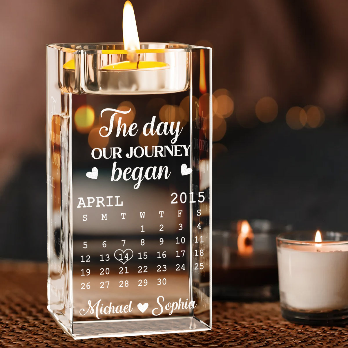 The Day - Personalized Crystal Candle Holder
