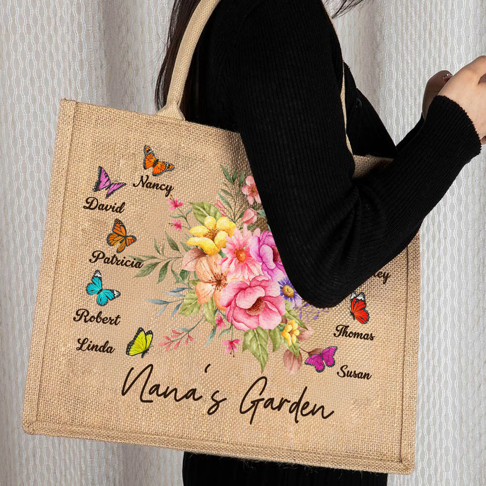 Grandmas Garden - Personalized Jute Tote Bag