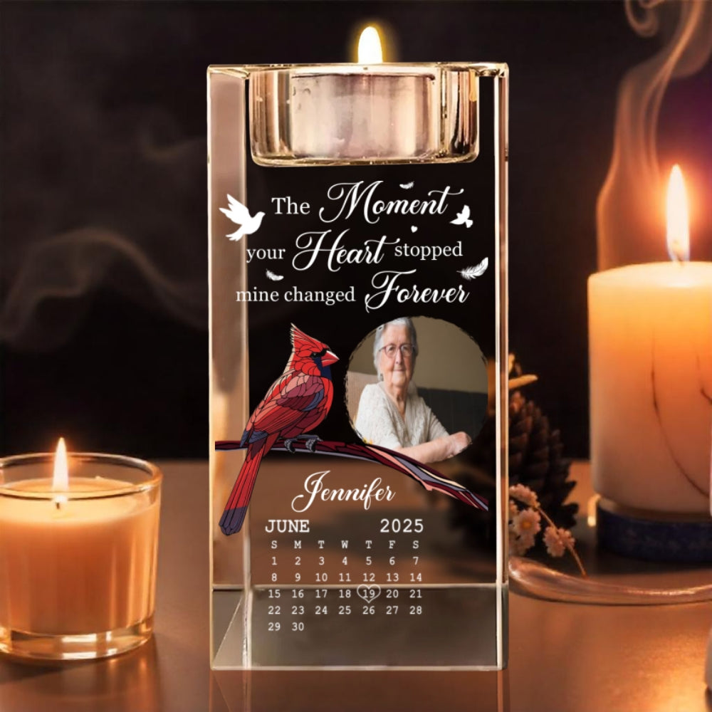 The Moment Your Heart Stopped - Personalized Crystal Candle Holder