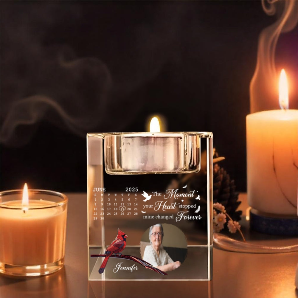 The Moment Your Heart Stopped - Personalized Crystal Candle Holder
